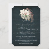 Witte Orchidee Bloem Boho Treurig Donkerblauw Trop Kaart (Voorkant)