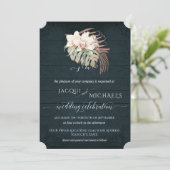 Witte Orchidee Bloem Boho Treurig Navyblauw Tropis Kaart (Staand voorkant)