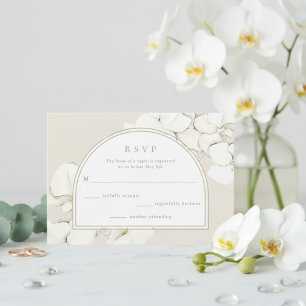 Witte Orchidee Bloem Bruiloft RSVP Kaartje