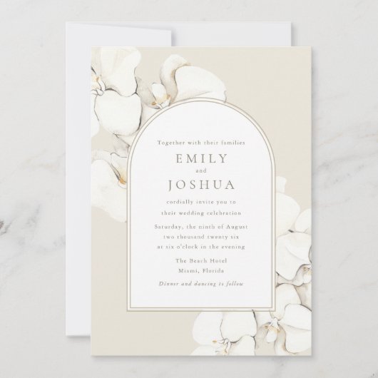 Witte Orchidee Bloem Digitale Trouwdag Kaart (Voorkant)