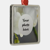 Witte Orchidee Bloem Metalen Ornament (Rechts)