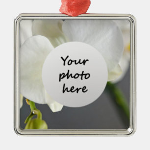 Witte Orchidee Bloem Metalen Ornament