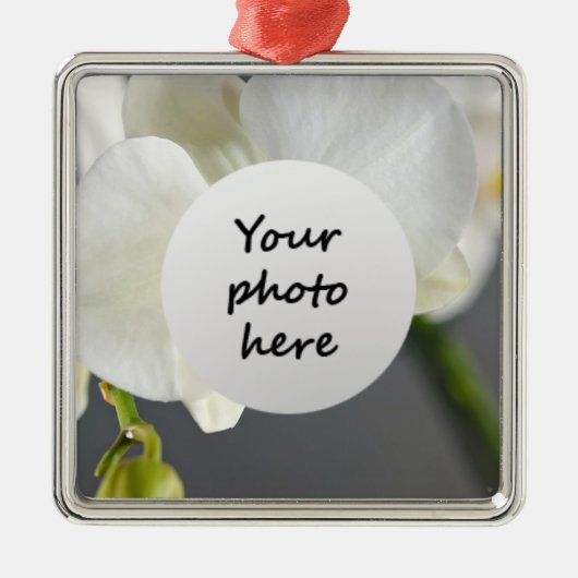 Witte Orchidee Bloem Metalen Ornament (Voorkant)
