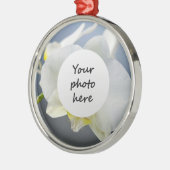 Witte Orchidee Bloem Metalen Ornament (Links)