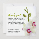 Witte Orchidee Bloem Rouw Verdriet Bedankkaart (Voorkant)