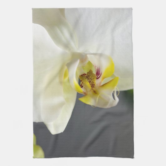 Witte Orchidee Bloem Theedoek (Verticaal)