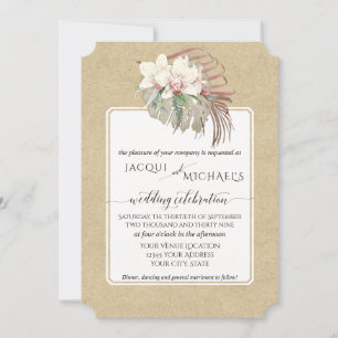 witte orchidee bloem tropische gebladerte kraft kaart