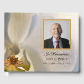 Witte Orchidee Bloem Viering van het Leven Begrafe Gastenboek (Voorkant)