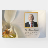 Witte Orchidee Bloem Viering van het Leven Begrafe Spandoek (Horizontaal)