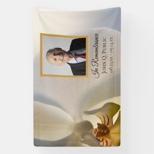 Witte Orchidee Bloem Viering van het Leven Begrafe Spandoek (Verticaal)