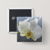 Witte Orchidee Bloem Vierkante Button 5,1 Cm (Voorkant /achterkant)