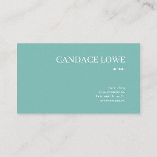 Witte orchidee bloemen Blauwgroen en goud Visitekaartje (Achterkant)