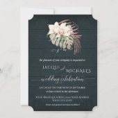 Witte Orchidee Bloemen BOHO Moody Marine Blauw Tro Kaart (Voorkant)