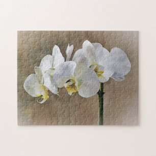 Witte Orchidee Bloemen Floral Art Puzzel