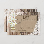 Witte Orchidee Bloemen Houten Kant Rustieke RSVP K (Voorkant / Achterkant)