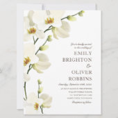 Witte orchidee bloemen Huwelijksuitnodigingen Kaart (Voorkant)