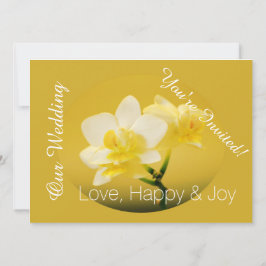 Witte orchidee bloemen in geel Christelijk bruilof Kaart