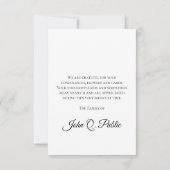 Witte orchidee bloemen op zwarte begrafenis sympat bedankkaart (Achterkant)