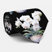 Witte Orchidee Bloemen Stropdas (Opgerold)