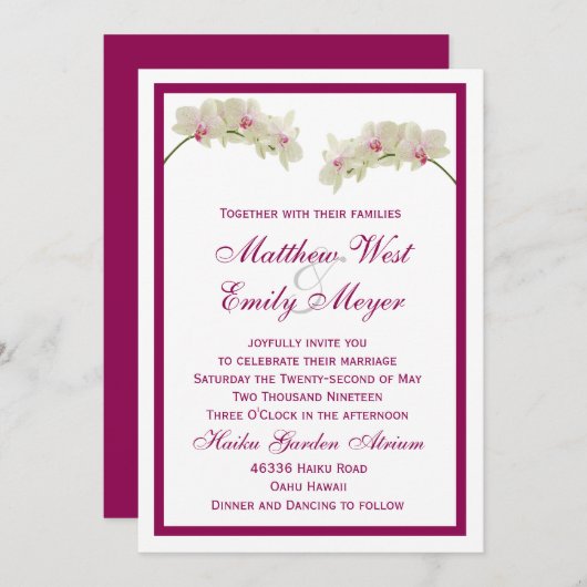 Witte orchidee bloemen Tropisch strand bruiloft Kaart (Voorkant / Achterkant)