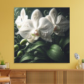 Witte orchidee bloemig canvas afdruk (Insitu (Woonkamer))