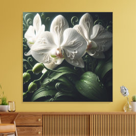 Witte orchidee bloemig canvas afdruk