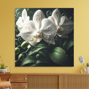 Witte orchidee bloemig canvas afdruk