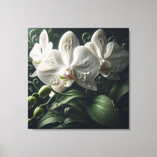 Witte orchidee bloemig canvas afdruk (Voorkant)