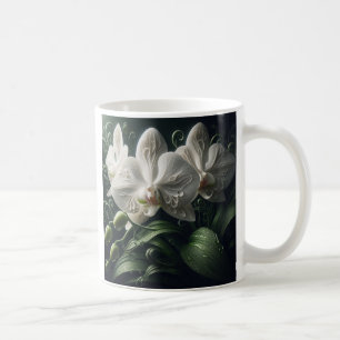 Witte orchidee bloemig koffiemok