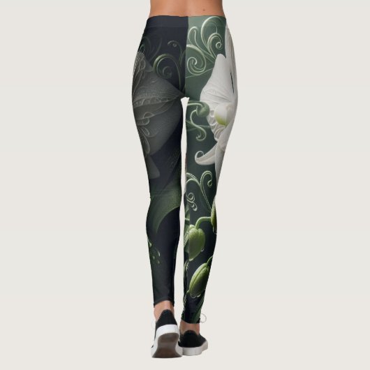 Witte orchidee bloemig leggings (Achterkant)