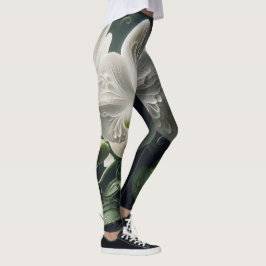Witte orchidee bloemig leggings