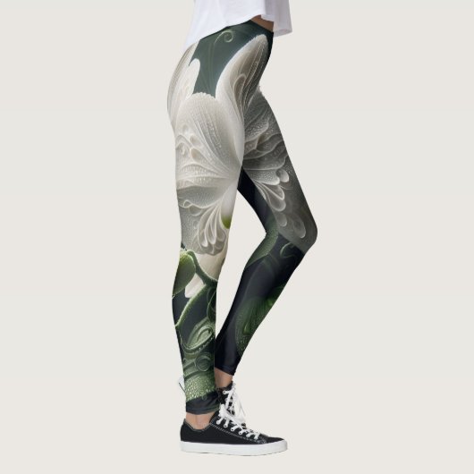 Witte orchidee bloemig leggings (Rechts)