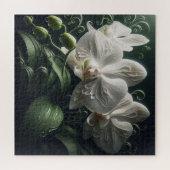 Witte orchidee bloemig legpuzzel (Horizontaal)