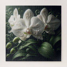 Witte orchidee bloemig legpuzzel