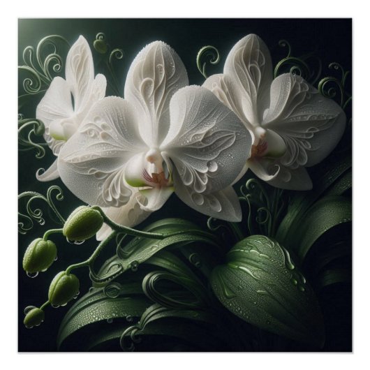Witte orchidee bloemig perfect poster (Voorkant)