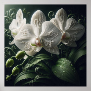 Witte orchidee bloemig poster