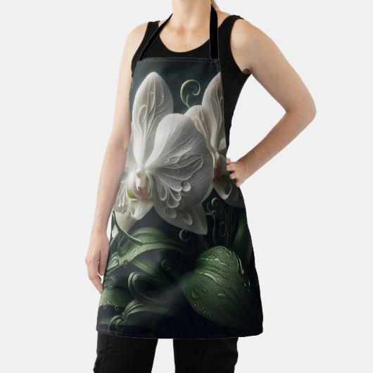 Witte orchidee bloemig schort (Insitu)