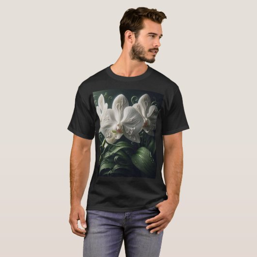 Witte orchidee bloemig t-shirt (Voorkant volledig)