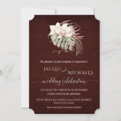 Witte Orchidee Bloemige BOHO donkere Burgundy Trop Kaart (Voorkant)