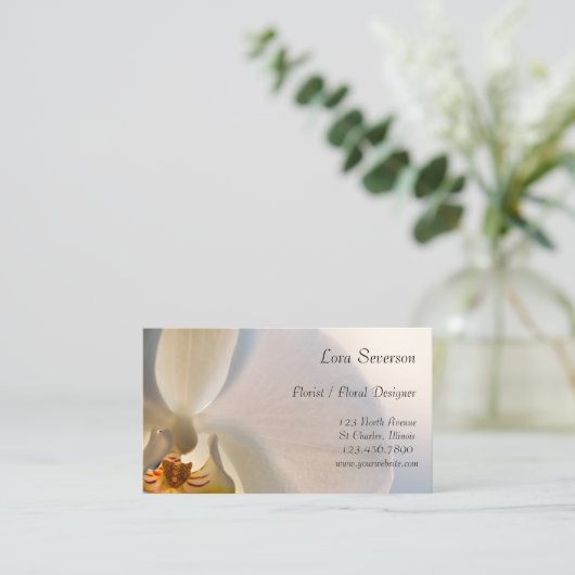 Witte orchidee bloemist Visitekaartjes (Staand voorkant)