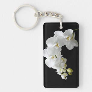 Witte orchidee bloesem sleutelhanger