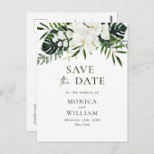 Witte Orchidee Boheemse Bloem Bruiloft Save The Da Briefkaart (Voorkant / Achterkant)