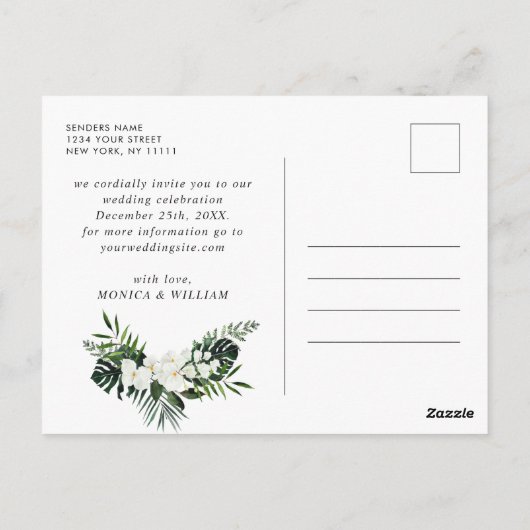 Witte Orchidee Boheemse Bloem Bruiloft Save The Da Briefkaart (Achterkant)