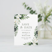 Witte Orchidee Bohemian Bloemen Bruiloft Save The  Briefkaart (Staand voorkant)