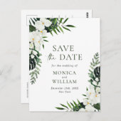 Witte Orchidee Bohemian Bloemen Bruiloft Save The  Briefkaart (Voorkant / Achterkant)