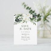 Witte Orchidee Bohemian Bloemen Bruiloft Save The  Briefkaart (Staand voorkant)