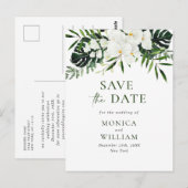 Witte Orchidee Bohemian Bloemen Bruiloft Save The  Briefkaart (Voorkant / Achterkant)