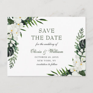 Witte Orchidee Bohemian Bloemen Bruiloft Save The  Briefkaart