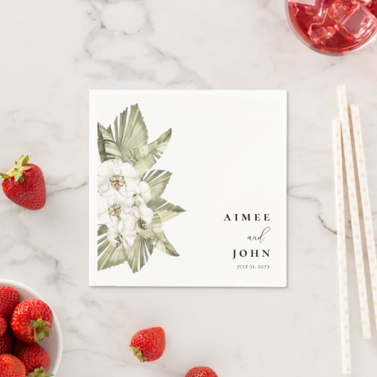 Witte Orchidee bruiloft cocktail servetten (Insitu)