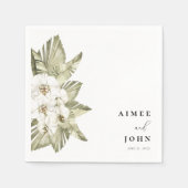 Witte Orchidee bruiloft cocktail servetten (Voorkant)